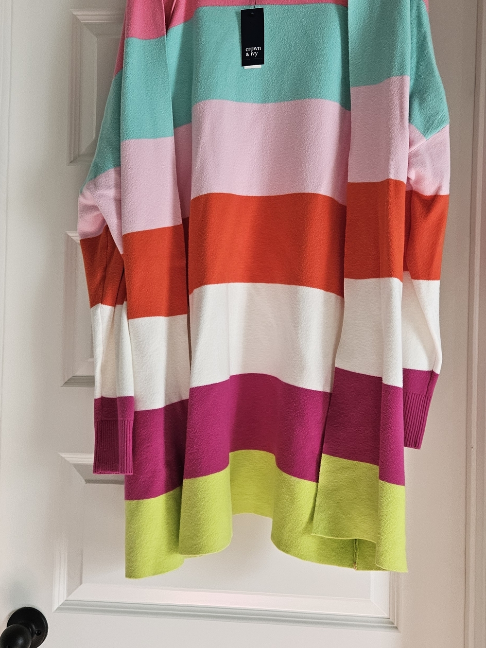 crown & ivy Mint, Pink, Orange & Lime Wide-Stripe Sweater
